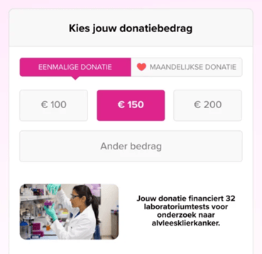 online donatieformulier met geefvoorbeelden