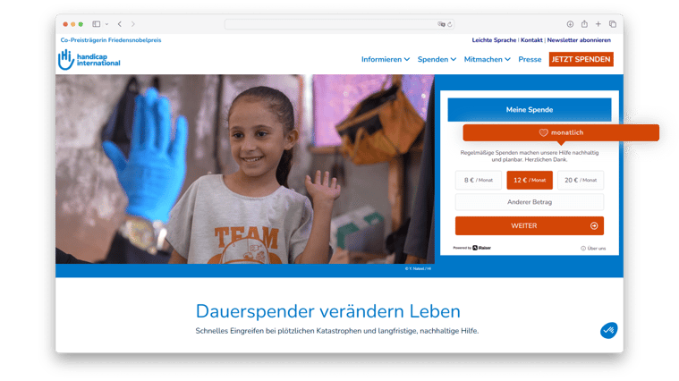 Spendenformular - Handicap International